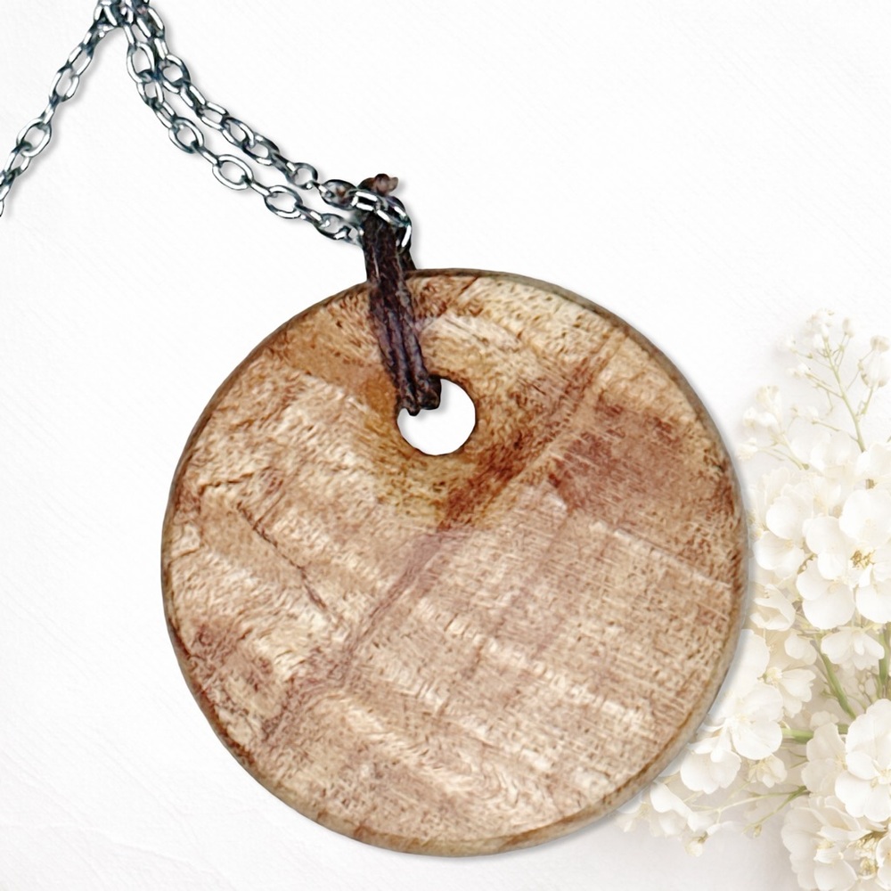 6137gc. Wood Boho Pendant Handmade